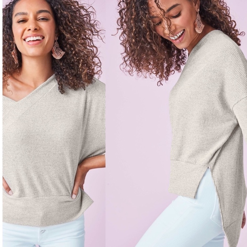 Stella & Dot double v-neck sweater sz L